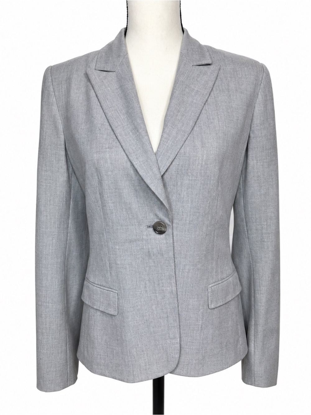 Elie Tahari Women’s Blazer Gray Size 10 Lightweight Single Button Career